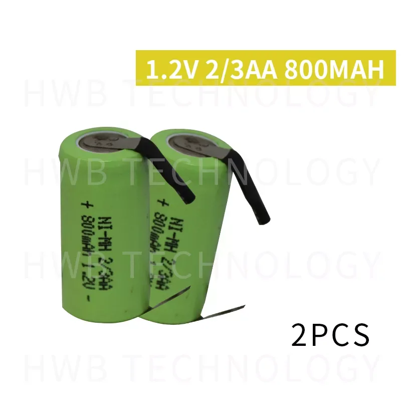 

2 Pieces/lot New Original 1.2V 2/3AA 800mAh Ni-Mh 2/3 AA Ni-Mh Rechargeable Battery With Pins Free Shipping