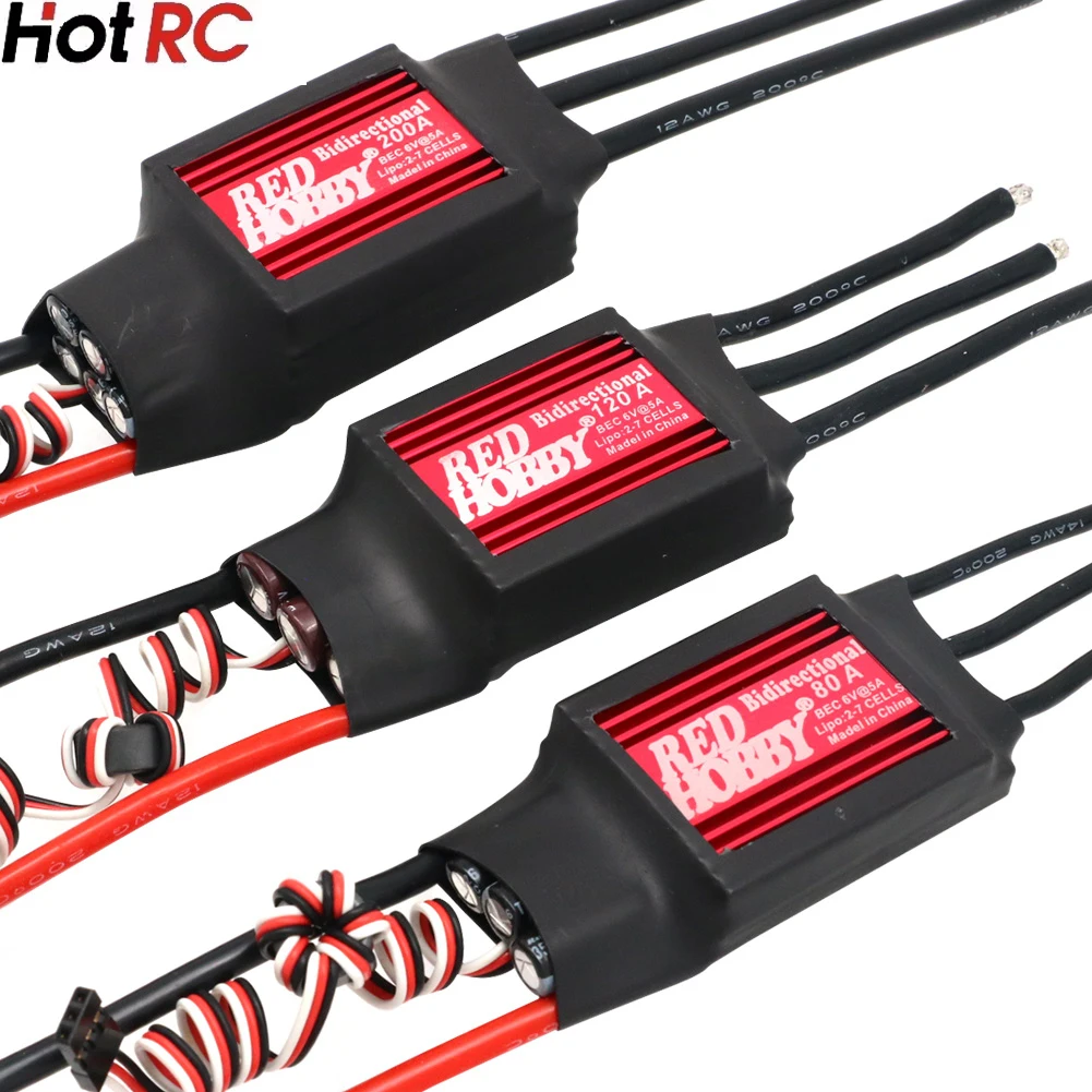 Фото RedHobby 80A 120A 200A двунаправленный бесщеточный ESC 3-7S литий-ионный/литий-по для дистанционного управления автомобиля, лодки, пневматический подводный гребной винт №1