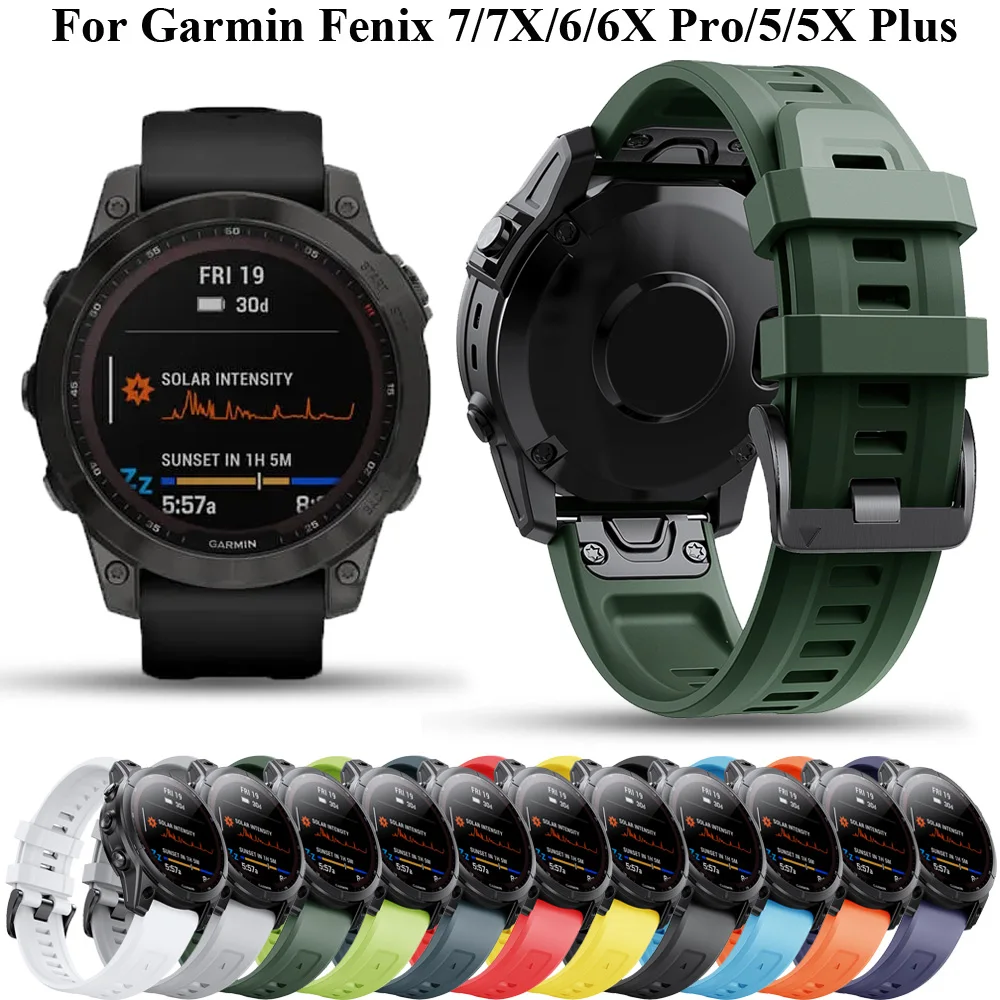 

26 22mm Quick Release Band For Garmin Fenix 7 7X Epix 6 6X Pro 5 5X Plus Silicone Smartwatch Original Straps For Fenix 3 3HR 945