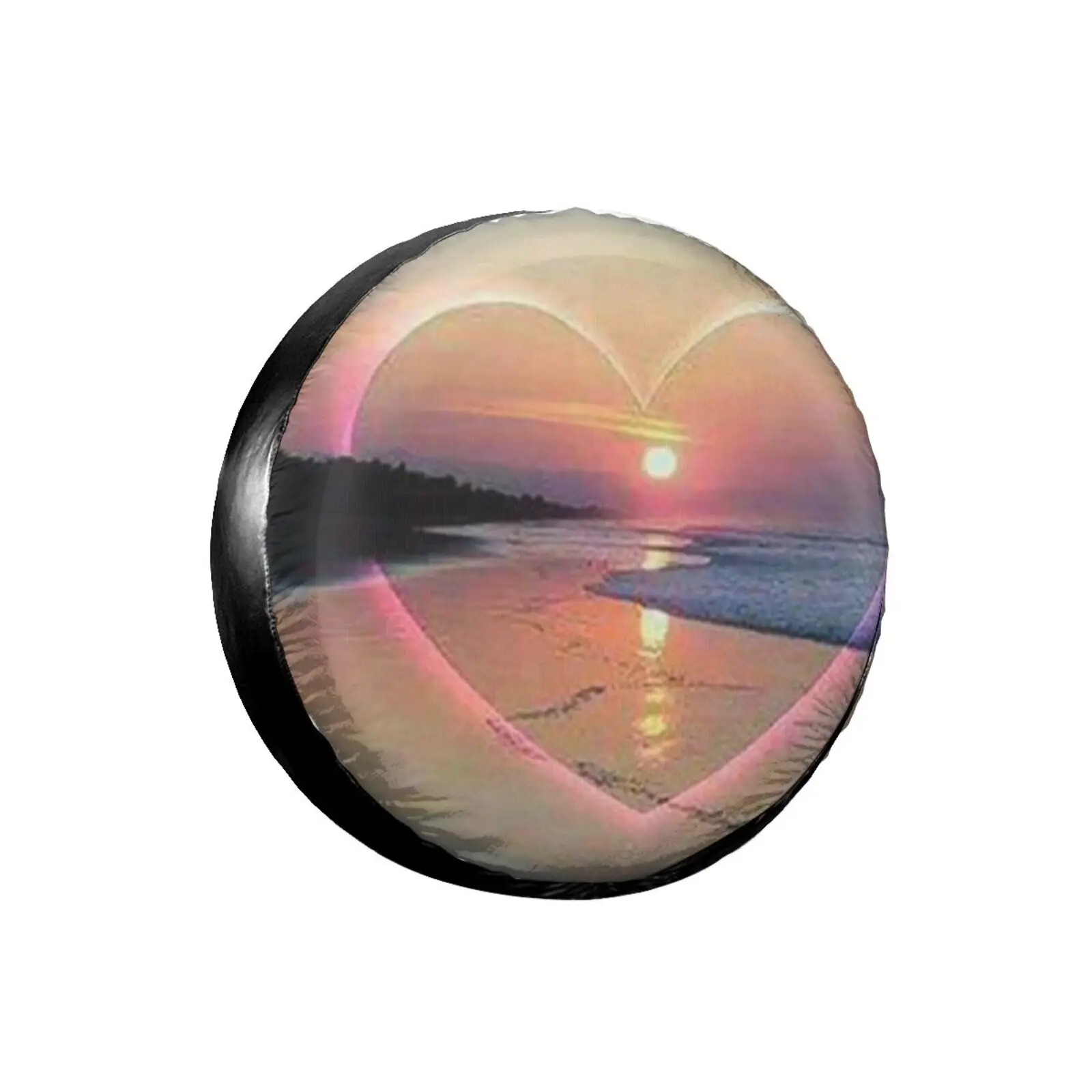 

3D Seaside Landscape Spare Tire Cover Waterproof Dustproof Sun Wheel Tire Cover For Jeep, Trailer, SUV Vehicle Anime Tire Cover