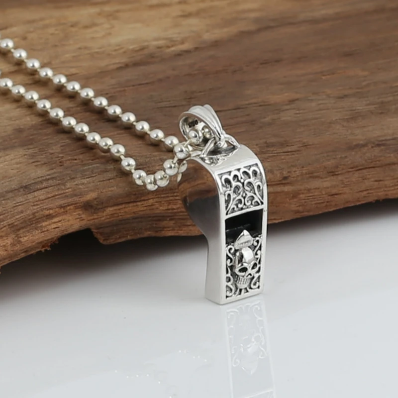 Мужские и женские подвески из серебра 925 пробы с черепом свистком