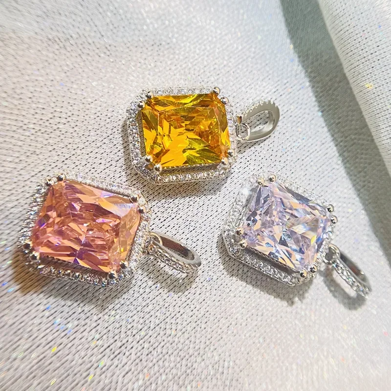 

Genuine 925 Sterling Silver 2 Carats Diamond Pendant for Women No Necklace Silver 925 Jewelry Origin Diamond Gemstone Jewellry