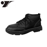 dr martens boots autumn and winter mens shoes mid top height increasing leisure wear resistant leather boots