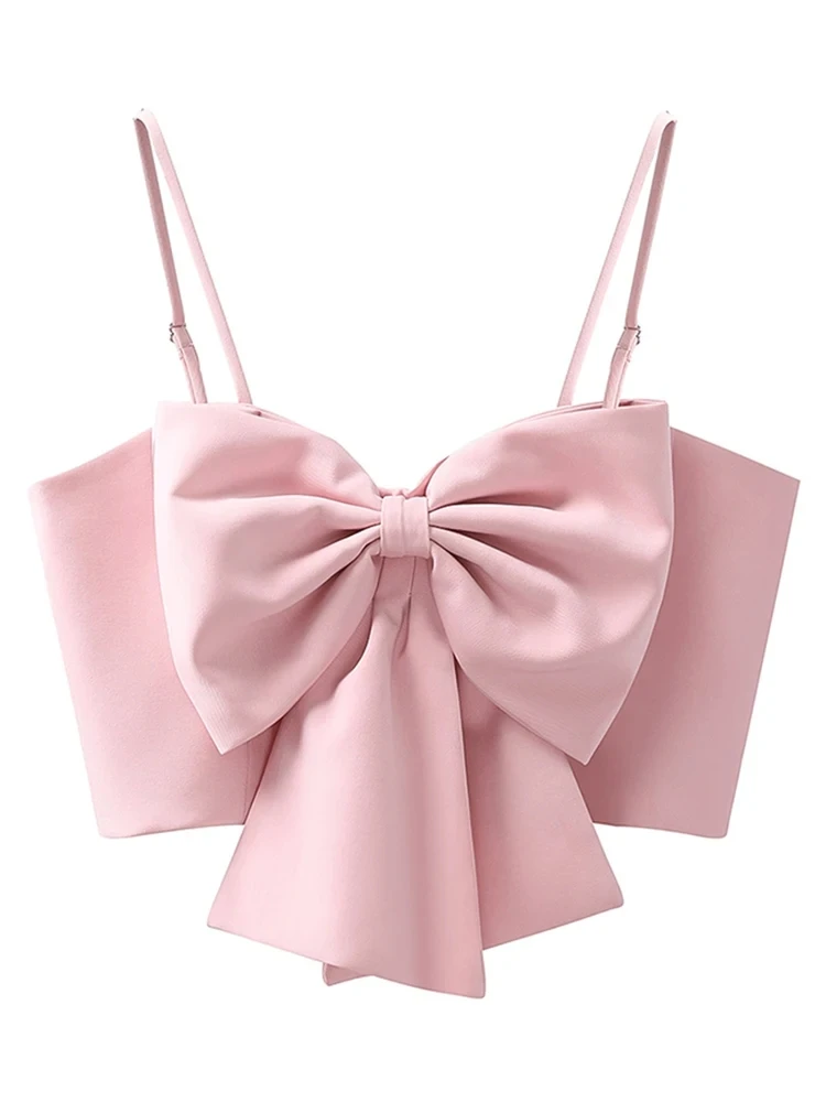 Женский топ с бантом и квадратным вырезом без рукавов