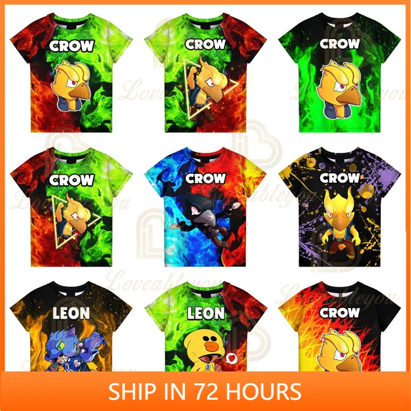 

Crow Bravo Tshirt Shirt Leon Clothes Crow Spike Kids Tops Tees 3D Clothing New 2023 Cartoon Tops Tees Game Men Boy Girl Women