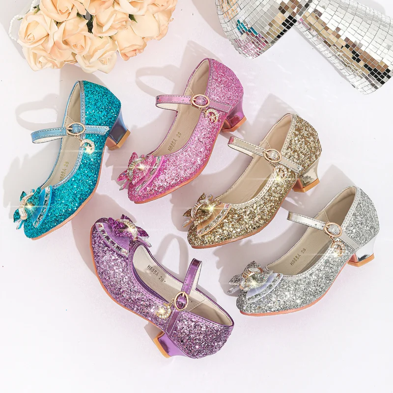 

Children Girl Glitter Leather Shoes Soft Soled Dance Kids Princess Shoes 2023 Five Colors Student Dress Performance Single Shoes