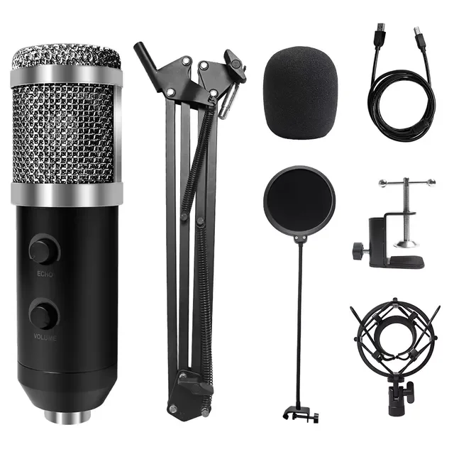 

Microphone with Arm E20 Condenser Computer Mic Stand with Ring Light Studio Kit for Gaming Youtube Video Record 2021 Upgrade