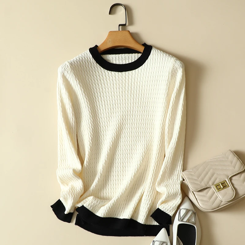 

Solid Knitted Women Sweater Pullovers Autumn New 2022 O-Neck Long-Sleeved Casual All Match Female Pulls Outwear Tops