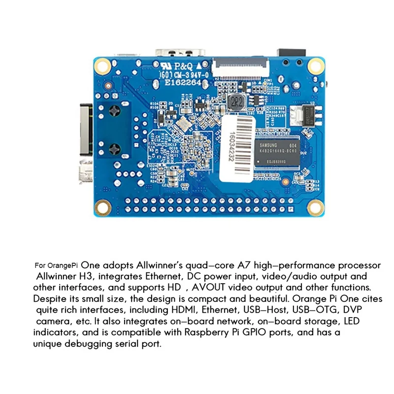 

For OrangePi One Development Board Allwinner H3 1GB DDR3 Open Source Programming Microcontroller with CSI Interface