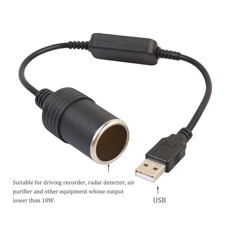 Автомобильный преобразователь питания от 5 В до 12 В, повышающий USB-переходник «папа» на прикуриватель, женский адаптер, кабель питания для видеорегистратора, автоаксессуары