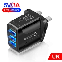 quick charge3 0 travel charger 3 ports usb charger fast charging for iphone samsung xiaomi charger eu wall phone charger adapter