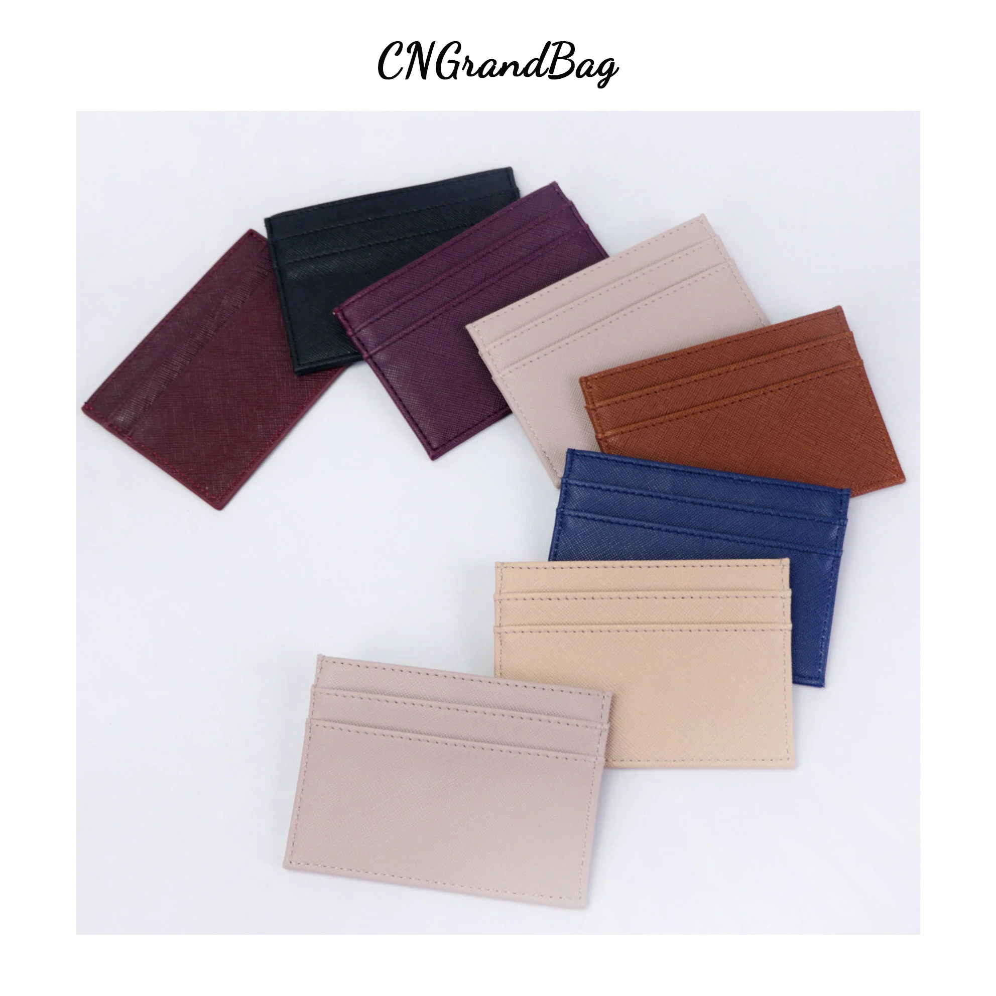 Free Custom Initial Letters Dropshipping Slim RFID Blocking Wallet Saffiano PU Leather Credit Card Holder ID Card Case Gift