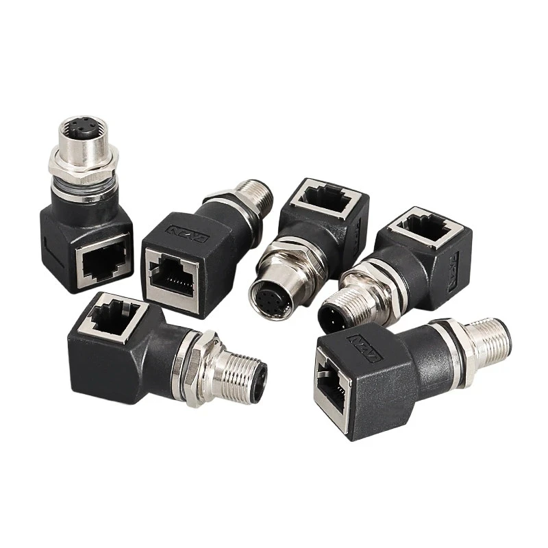 Фото KRE 1 шт. M12 4P D Тип 8 штырьков A Тип X соединитель RJ45 сетевой кабель для M12 штекер и гнездо №3