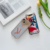 funda coque for iphone 13 11 12 pro max shining masonry mirror phone case for iphone x xs max xr 7 8 plus cat ear love hard case