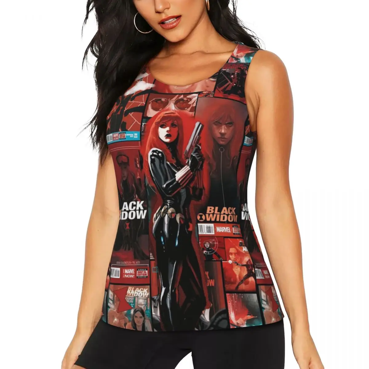 Индивидуальные комбинированные майки для йоги с черной вдовой женщин