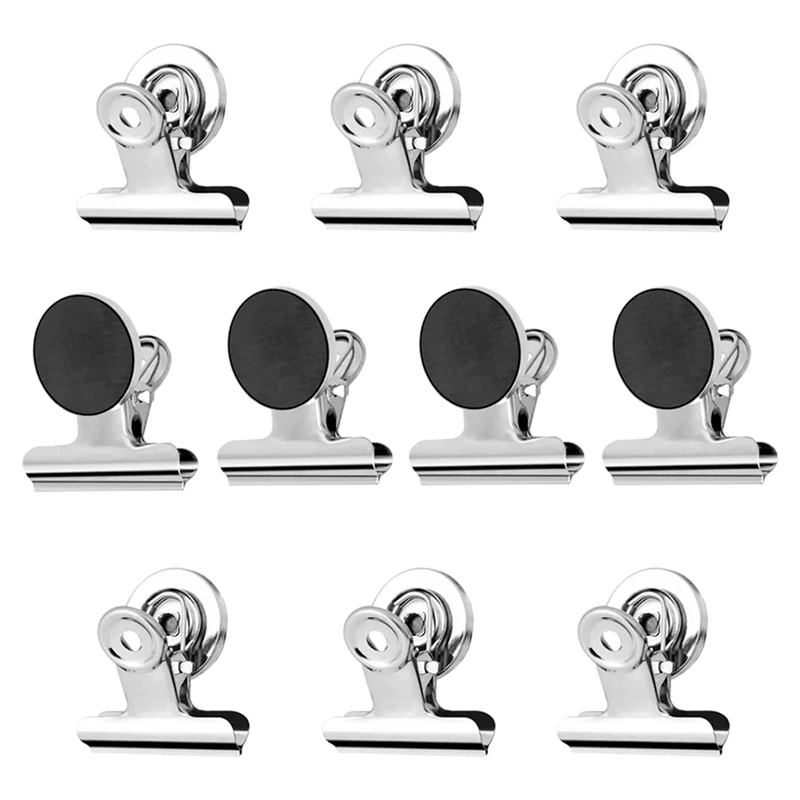 

Magnetic Clips,Magnet Clips Strong Refrigerator Magnet Clips Whiteboard Magnetic Clip Non-Scratch 10Pcs-1.50In (Silver)