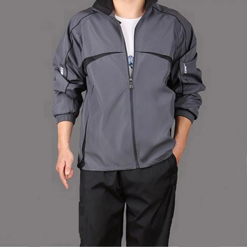 Two Piece Set Sportswear Suit Spring Autumn Thin Plus Size Track Suit Outdoor Casual Zipper Jacket + Sweatpants Tracksuit Men