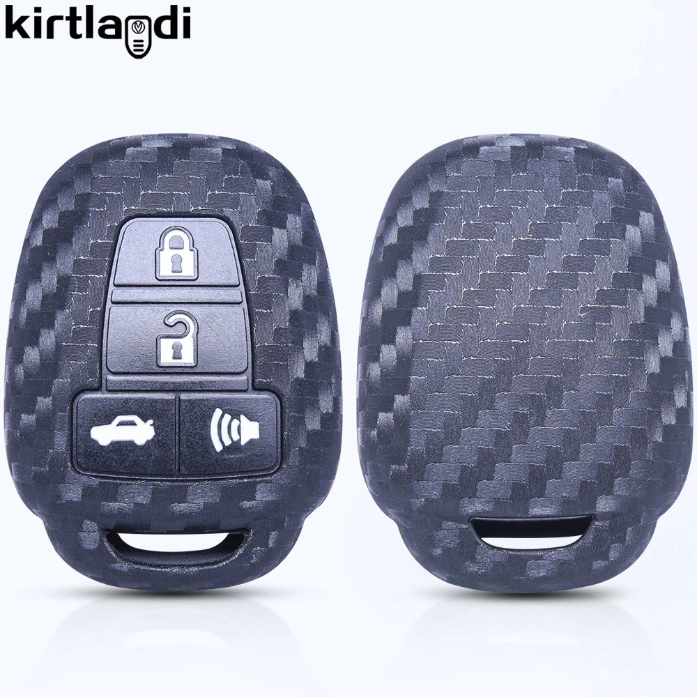 

Carbon Fiber Silicone Remote Car Key Case Cover Holder For Toyota Camry 50 Prius C Rav4 Corolla Highlander 4 Buttons