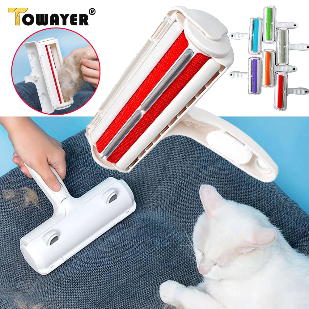 

New Pet Hair Removal Roller 2 Way Cat and Dog Hair Cleaning Brush to Remove Furniture Hair Brush Self-Cleaning Lint Pet Epilator