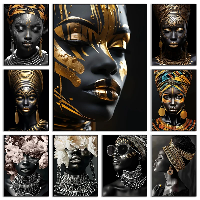 Плакат &quotАфриканская женщина цветок&quot на холсте