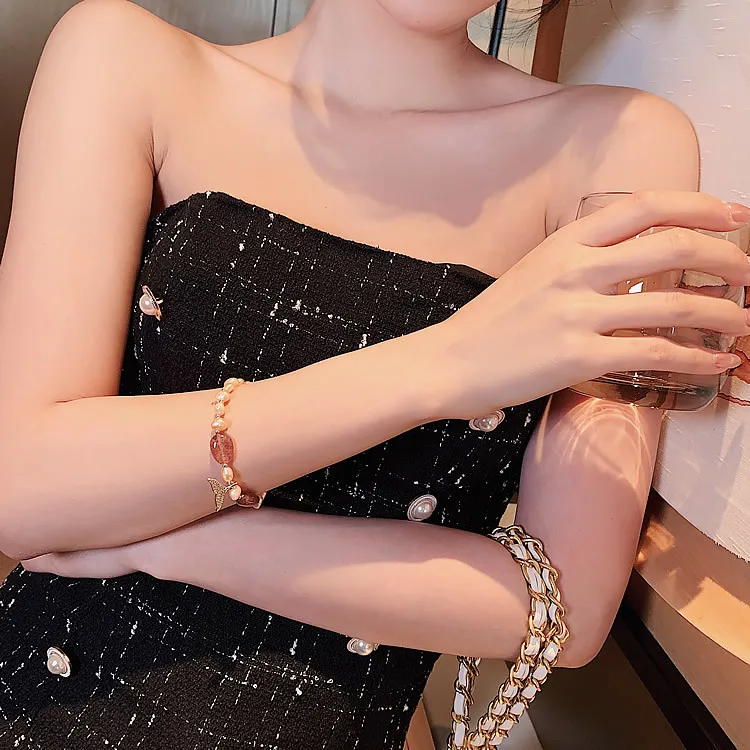 Женский браслет рыбий хвост оригинальное ювелирное изделие с пресноводным