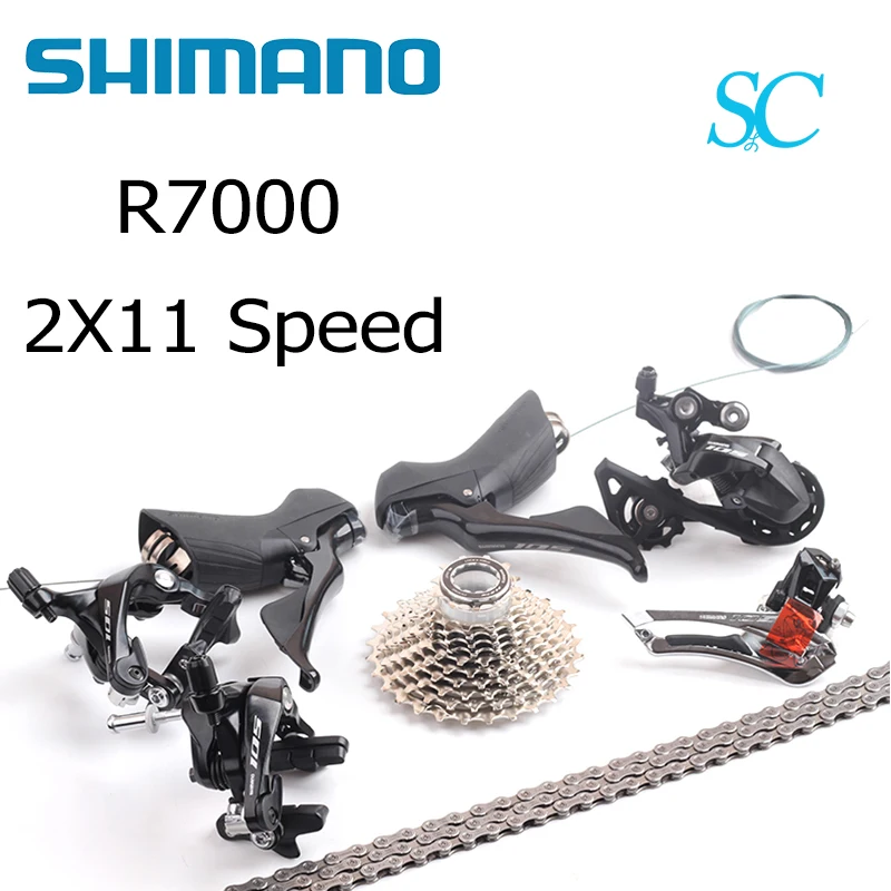 

SHIMANO 105 R7000 2X11 22 Speed Road Bike Shifting Groupset Mechanical Rim Brake Derailleur Bicycle Kit Black Without Crankset