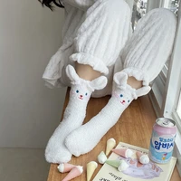 kawaii sanrio womens socks autumn and winter warm cinnamoroll three dimensional cartoon girl coral fleece sleeping stockings