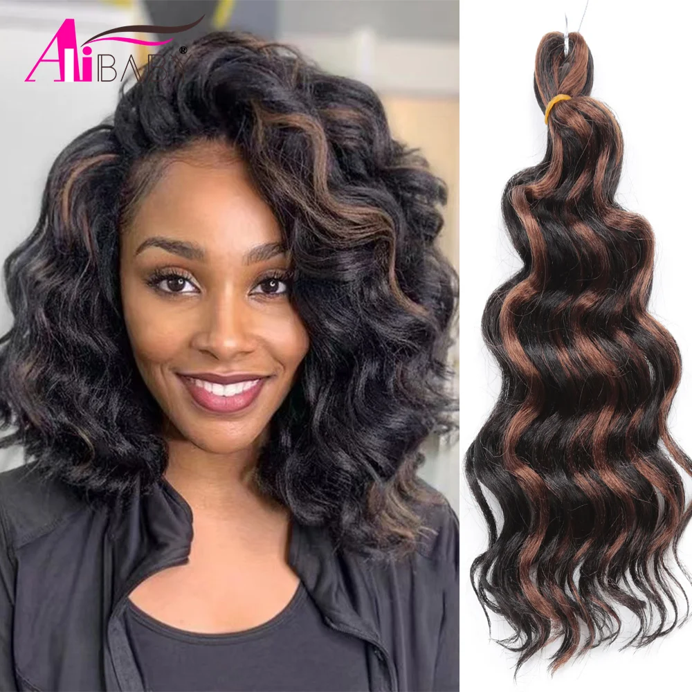 Synthetic Loose Ocean Wave Crochet Hair Wavy Hairstyle For Elegant Women Deep Wave Braiding Hair Heat Resistant Braids Alibaby