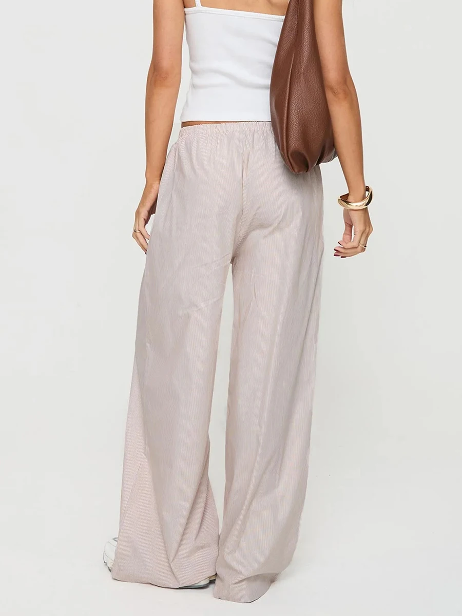 CHQCDarlys Женские повседневные Полосатые брюки с высокой талией и широкими