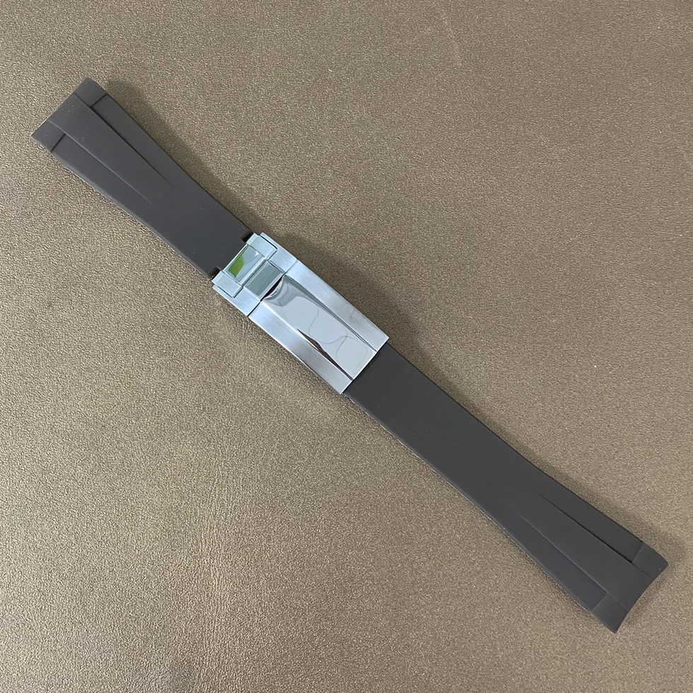 20mm silicone strap black white blue green 316L stainless steel single folding claspwatch modification accessories case band