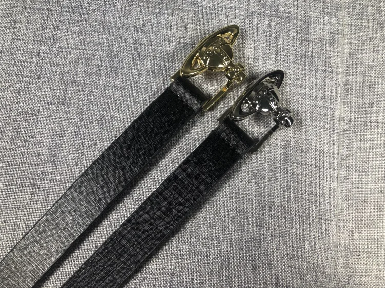 

Saturn buckle black fine cross leather fine belt