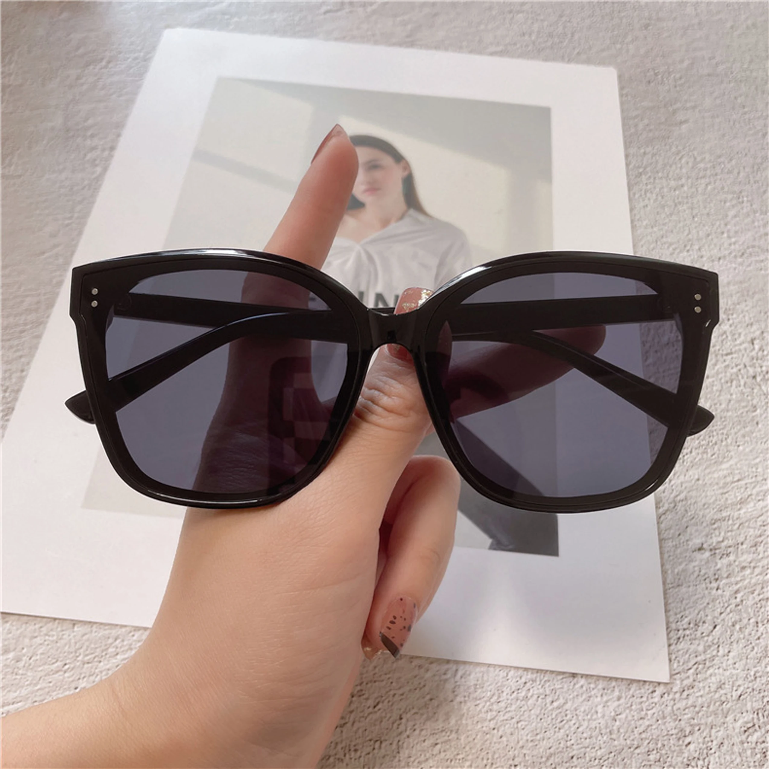 

Новинка 2022, солнцезащитные очки в большой оправе для женщин с защитой от УФ-лучей, солнцезащитные очки для вождения