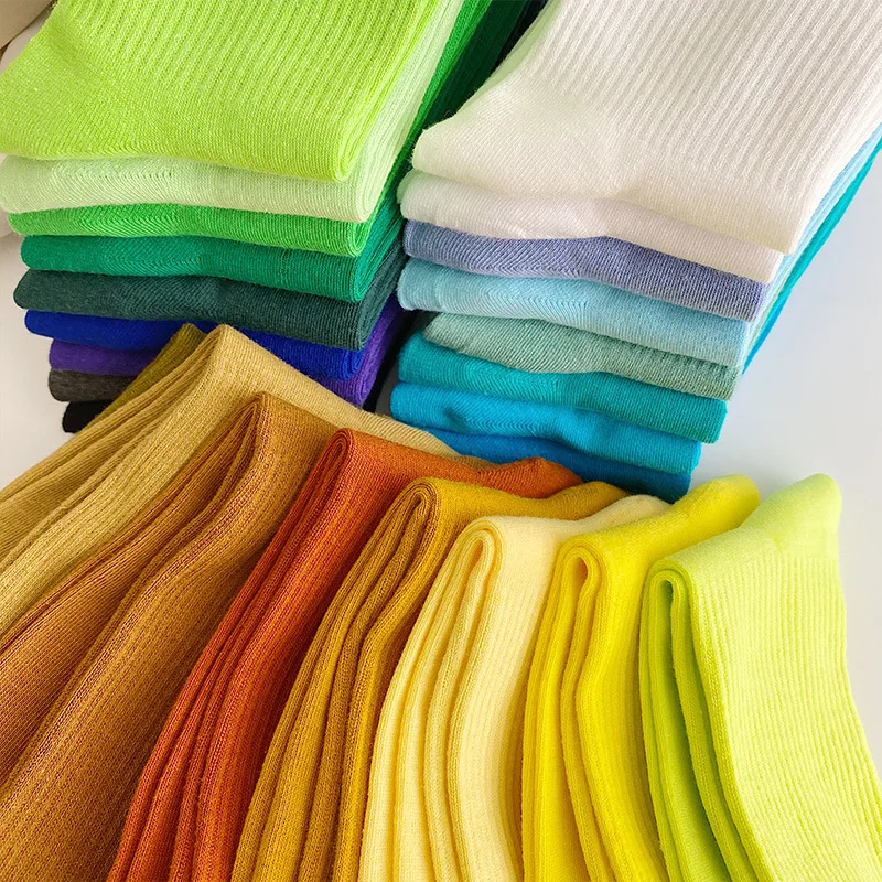 2022 Macaron Candy Color Sports Socks Men's and Women's Same High School Low Tube Elastic Basketball Socks US size(5-10.5)
