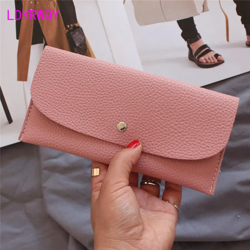 2023 New Fashion Korean Litchi Pattern Simple Ultra thin Long Women's Wallet Retro Handbag Zero Wallet Card Bag