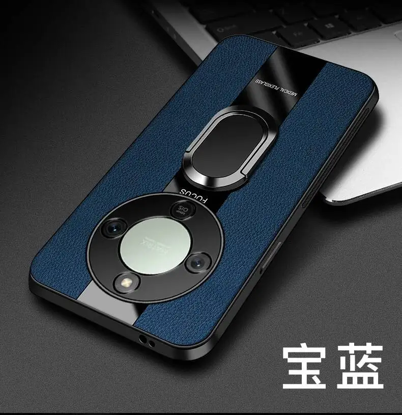 Чехол для телефона Honor X9D из плексигласа, искусственная кожа, магнитный металлический держатель-подставка с кольцом, противоударная мягкая задняя крышка (art.: 3920d2f3ebe52) - 3920d2f3ebe52