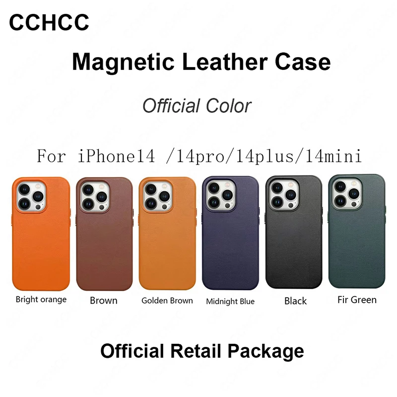 Official Original Leather Case For iPhone 14 13 12 Pro 14Max 13 Mini Case Wireless Charging Magnetic Cover Magnetic Back Cases
