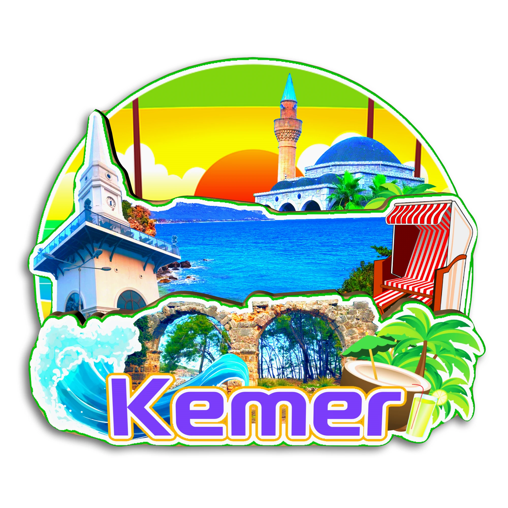 Фото Магнит на холодильник Kemer Sirince Erzurum Side Oludeniz, Турция, сувенир для путешествий, подарок, ручная работа, декоративный, для холодильника №1