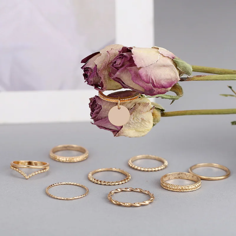 

Wholesale Gold 9 Pieces Set Ring Fashion Creativity Womens Joint Ring
