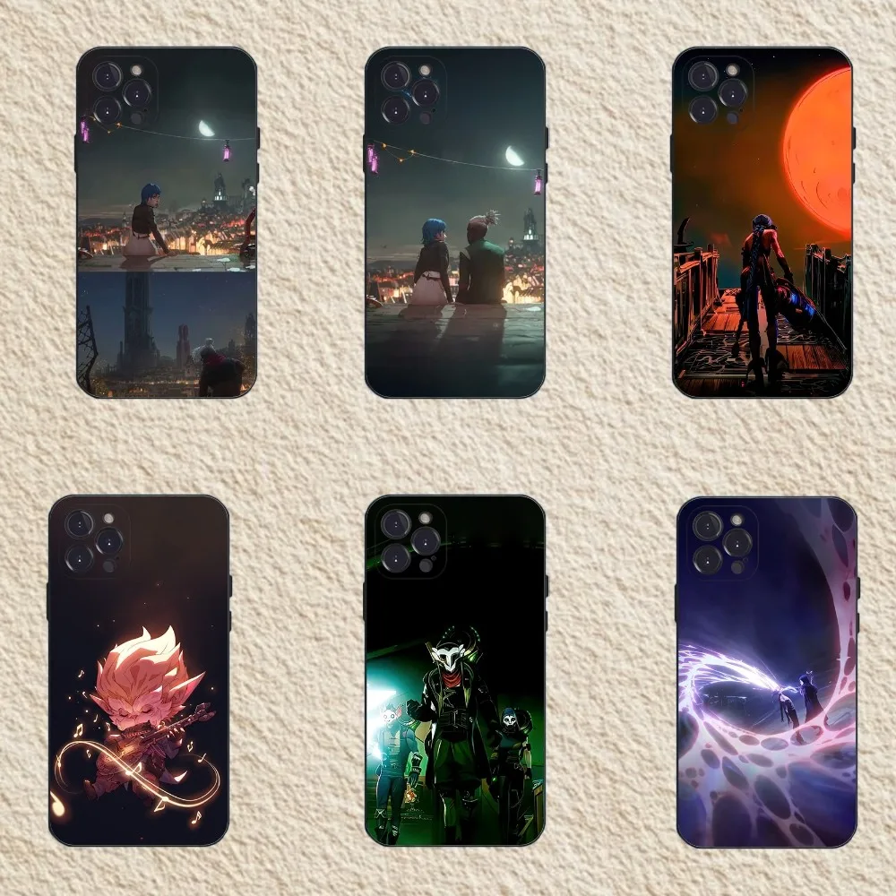 Чехол для телефона Arcane Jinx Ekko Vi iPhone 16 15 14 13 12 11 Pro X XS Max XR Plus Mini Soft Black Cover