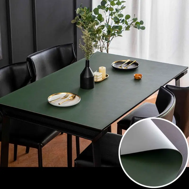 

Customize Reversible Leather Tablecloth Solid Color Waterproof Oil-proof Coffee Table Mat Rectangular PU Tablecloth Table Cover