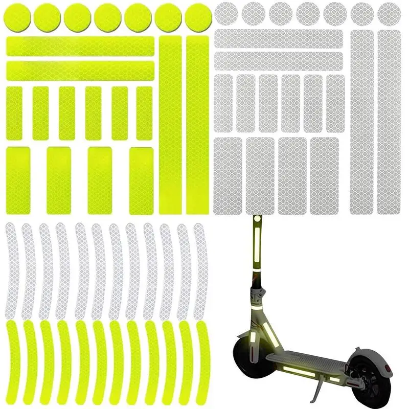 

66pcs Universal Reflective Warning Stickers Bike Motorcycle Truck Car Night Safety Driving Reflector Strips Tapes Signs