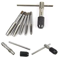 6pcsset m6 m12 t handle ratchet tap wrench machine screw thread metric plug tap machinist tool hand tapping tools