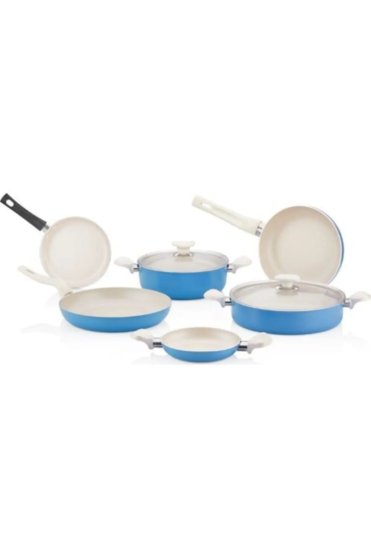 

Blue 8 Piece Cookware Frying Pan Team