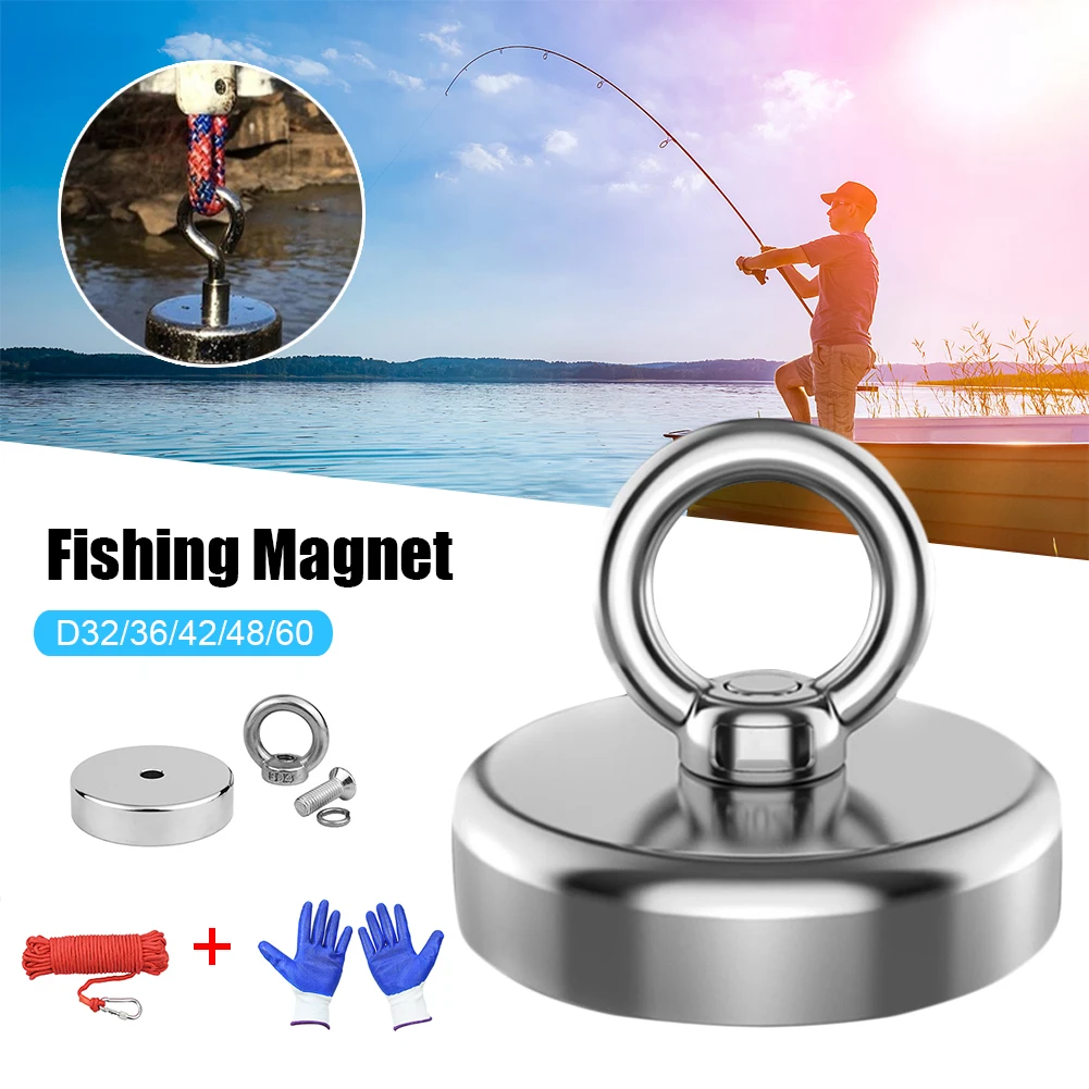 

Double Sided 32-115KG Magnet Fishing Kit Neodymium Magnets Rope Claw Gloves Glue Plastic Shovel Bag Magnetic Recovery Salvage