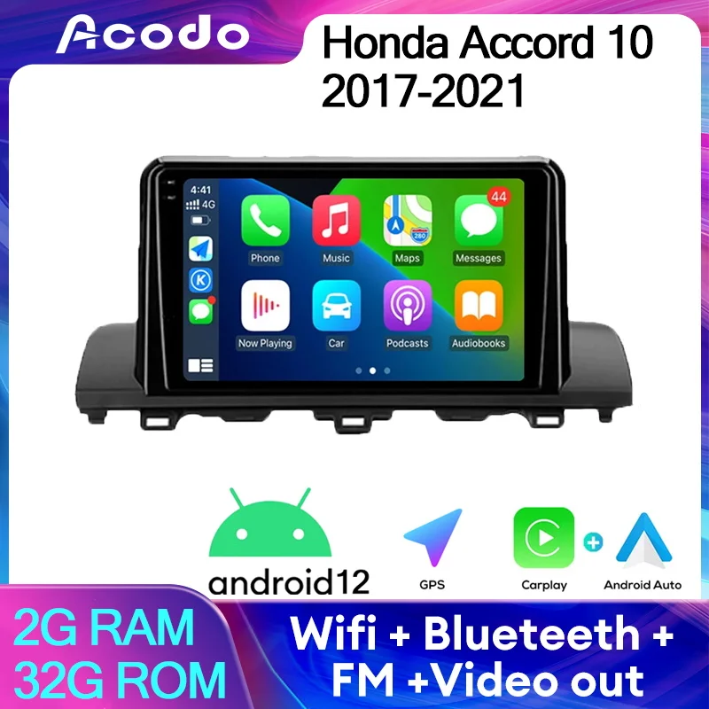 

Acodo Android12 Car Radio For Honda Accord 10 2017-2021 iPS Screen FM Video Out SWC WiFi BT Car Radio Video Player GPS Stereo