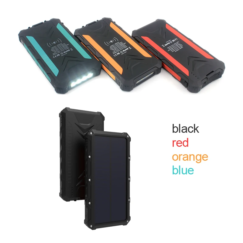 

Power Banks Solar Waterproof Flexible High Capacity Portable 20000mAh 16000mAh Wireless Solar Power Bank