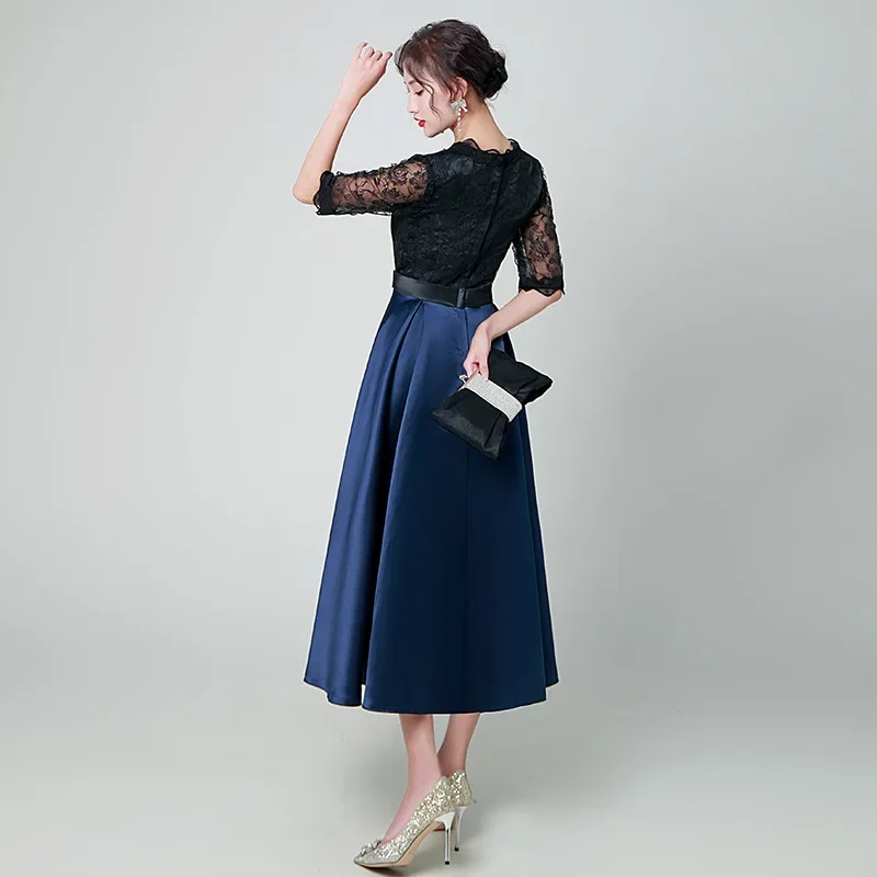 Элегантное вечернее платье 2025 года новая мода женское кружевное с круглым