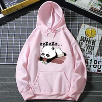cute panda sleeping print hoodie women cartoon printed sweatshirts vintage new 2022 springautumn harajuku plus size warm female