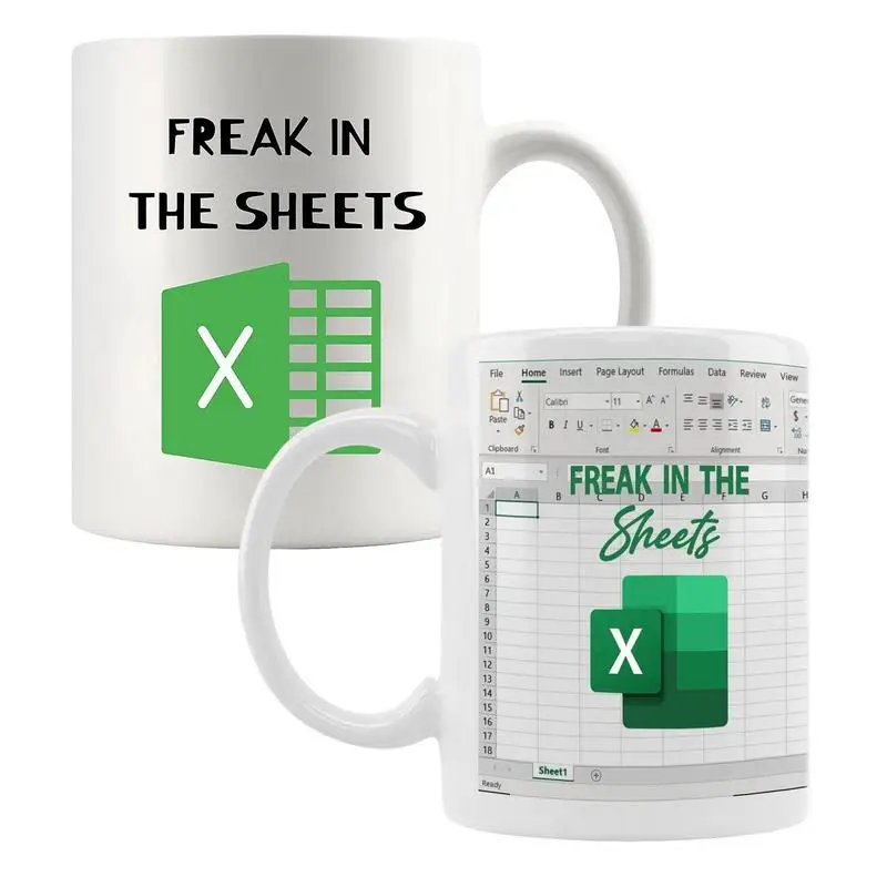 

Creative Office Water Cup Freak In The Sheets Printed Classic Mug Funny Spreadsheets Printed Ceramic Accountant Coffee Cup Gifts