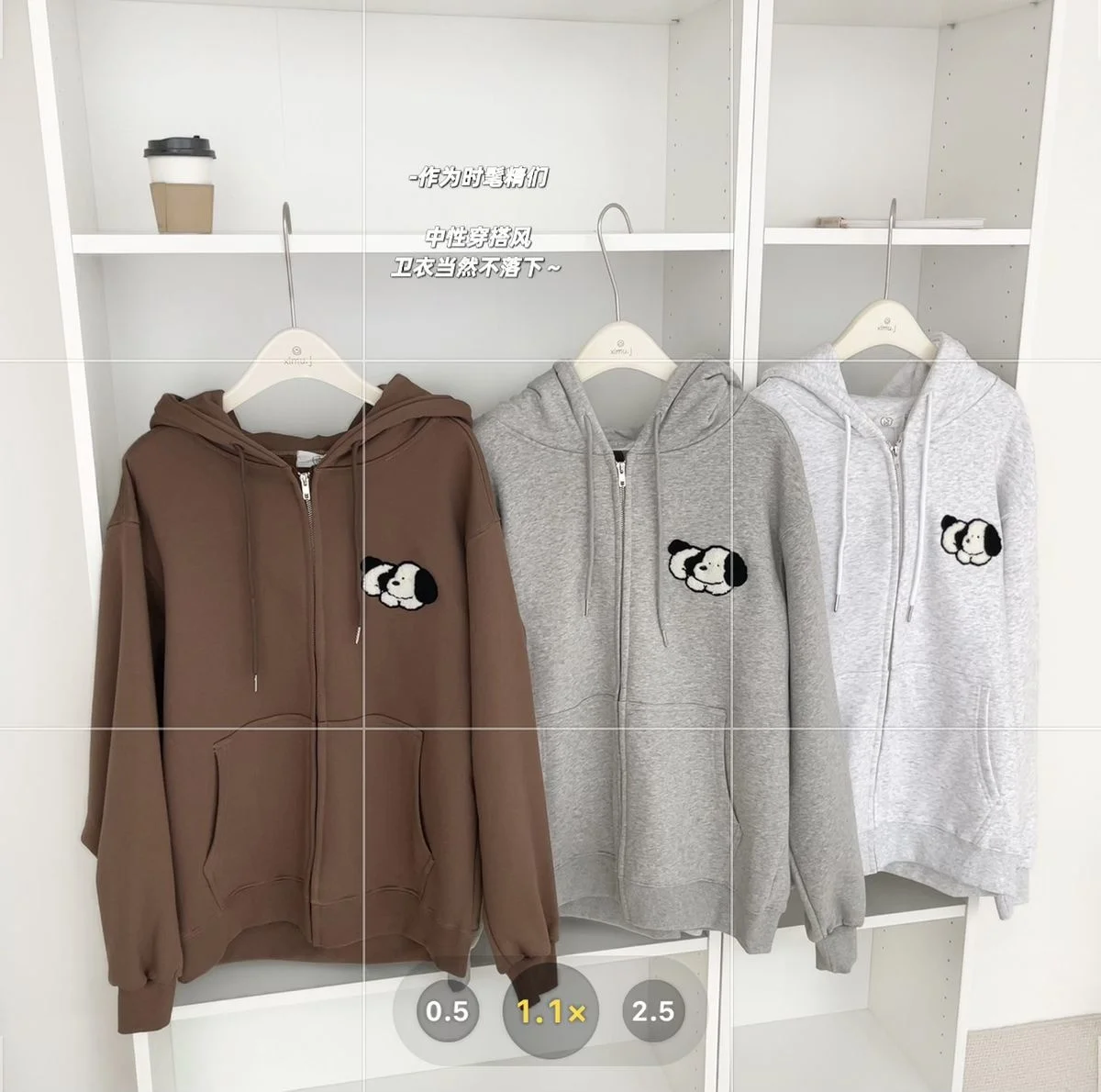 

Women's Flocking Embroidery Dog Design Hooded Hoodies In Spring And Autumn 2022 New Loose Grey Coat
